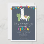 Navy Llama Fiesta Birthday Party Kaart (Voorkant)
