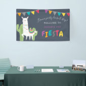 Navy Llama Fun Cactus Birthday Party Welkom Spandoek (Beurs)