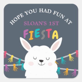 Navy Llama Fun Fiesta Verjaardag Dank u Vierkante Sticker