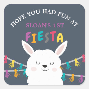 Navy Llama Fun Fiesta Verjaardag Dank u Vierkante Sticker