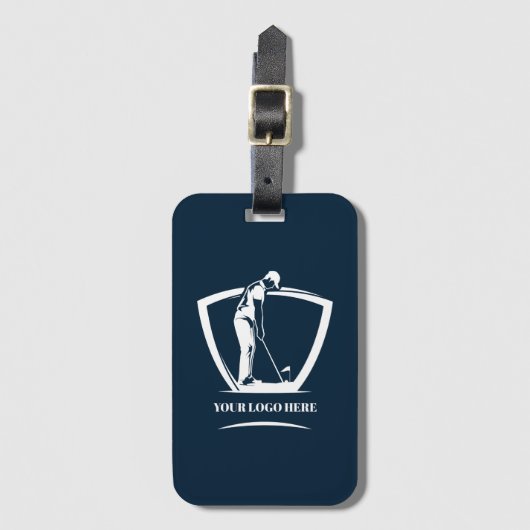 Navy Logo Golftoernooi Swag Bag Label Bagagelabel (Voorkant (verticaal))