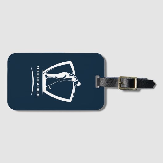 Navy Logo Golftoernooi Swag Bag Label Bagagelabel (Voorkant (horizontaal))