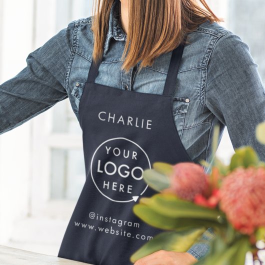 Navy Logo | Modern minimalistisch blauw voor bedri Schort