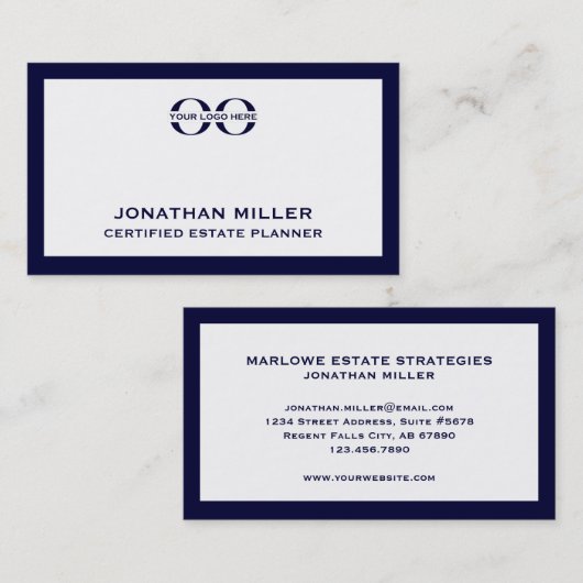 Navy Logo op wit Visitekaartje (Voorkant / Achterkant)