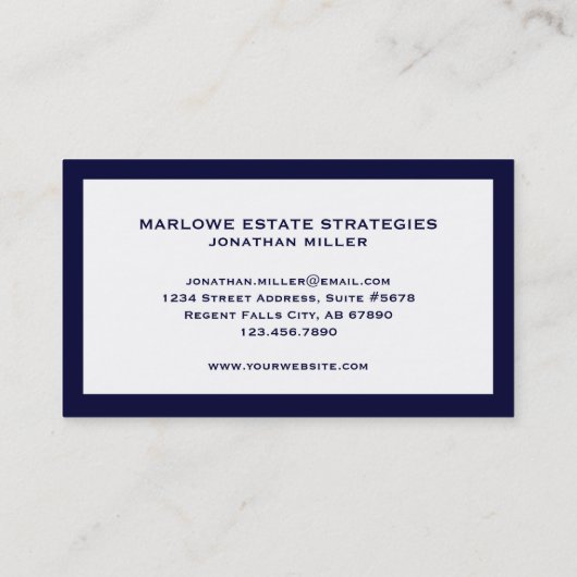 Navy Logo op wit Visitekaartje (Achterkant)