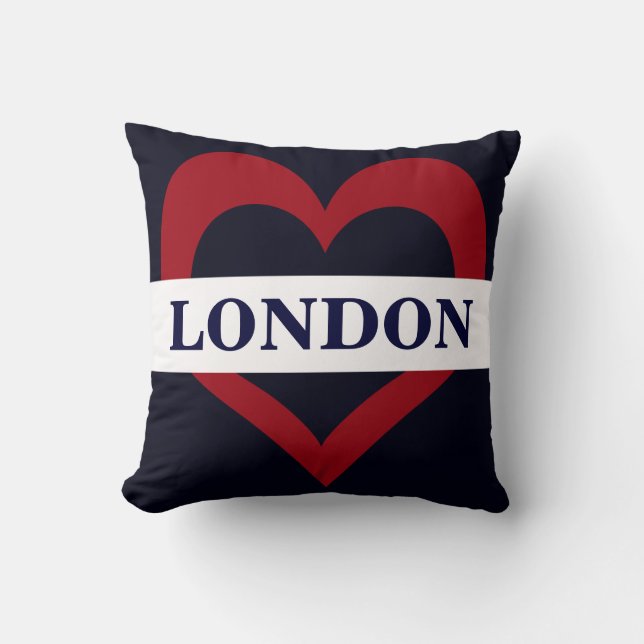navy London hartslag Kussen (Voorkant)