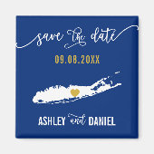 Navy Long Island Wedding Save the Date Map Magneet (Voorkant)