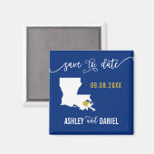 Navy Louisiana Wedding Sla de datumkaart op Magneet (Voorkant / Achterkant)