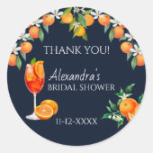 Navy Love bij First Spritz Vrijgezellenfeest Bedan Ronde Sticker (Voorkant)