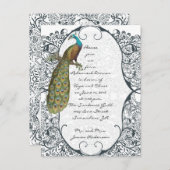 Navy Love Bird Damask Rehearsal Dinner Invitations Uitnodiging Briefkaart (Voorkant / Achterkant)
