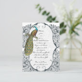 Navy Love Bird Damask Rehearsal Dinner Invitations Uitnodiging Briefkaart (Staand voorkant)