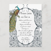 Navy Love Bird Damask Rehearsal Dinner Invitations Uitnodiging Briefkaart (Voorkant)