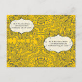 Navy Love Bird Damask Rehearsal Dinner Invitations Uitnodiging Briefkaart (Achterkant)