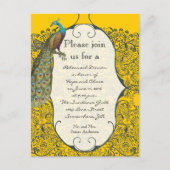 Navy Love Bird Damask Rehearsal Dinner Invitations Uitnodiging Briefkaart (Voorkant)