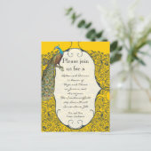 Navy Love Bird Damask Rehearsal Dinner Invitations Uitnodiging Briefkaart (Staand voorkant)