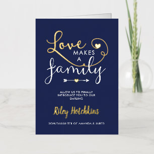 Navy Love Maakt Een Familie Adoptieaankondiging Folie Wenskaart