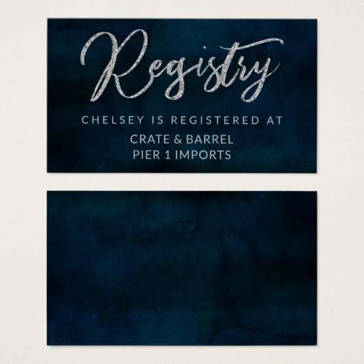 Navy Luster Blue Shower Gift Registry Insert Kaart (Voorkant /achterkant)