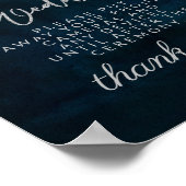 Navy Luster Dark Blue Unplugged Wedding Table Sign Poster (Hoek)