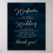 Navy Luster Dark Blue Unplugged Wedding Table Sign Poster (Voorkant)