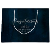 Navy Luster Donkerblauw Gefeliciteerd Bruiloft Groot Cadeauzakje (Voorkant)