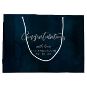 Navy Luster Donkerblauw Gefeliciteerd Bruiloft Groot Cadeauzakje (Achterkant)