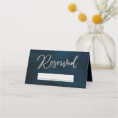 Navy Luster Donkerblauw Gereserveerd Zitje Bruilof Plaatskaartje (Voorkant)