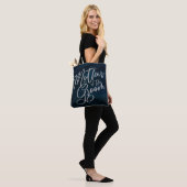 Navy Luster Donkerblauw Monogram Moeder van de bru Tote Bag (Op model)