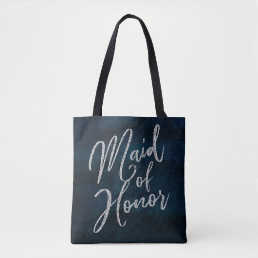 Navy Luster Donkerblauw Waterverf Maid of Honor Tote Bag (Voorkant)