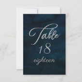 Navy Luster Donkerblauw Zilver Bruiloft Tafel Numm Kaart (Achterkant)