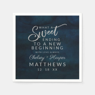 Navy Luster Donkerblauw Zilver Sweet Ending Servet