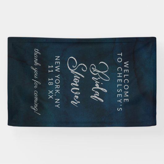 Navy Luster donkerblauw zilver Vrijgezellenfeest w Spandoek (Horizontaal)