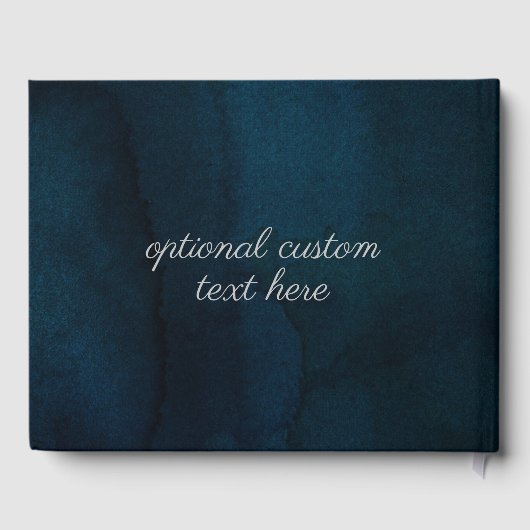 Navy Luster Donkerblauw Zilver Waterverf Bruiloft Gastenboek (Achterkant)
