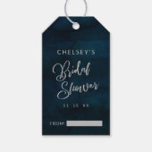 Navy Luster Donkerblauw Zilveren Bruids Display Do Cadeaulabel (Voorkant)