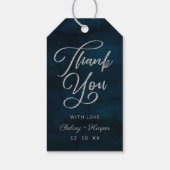 Navy Luster donkerblauw zilveren bruiloft dank u Cadeaulabel (Achterkant)