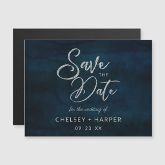 Navy Luster Donkerblauw Zilveren Bruiloft Save the