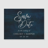 Navy Luster Donkerblauw Zilveren Bruiloft Save the (Voorkant)