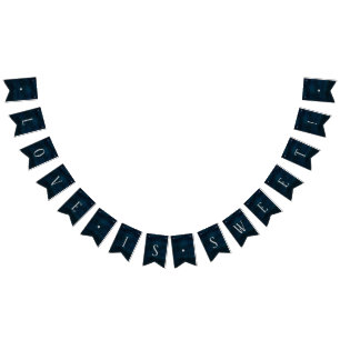 Navy Luster Donkerblauwe liefde is zoete bruiloft Vlaggetjes