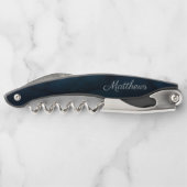 Navy Luster Donkerblauwe Waterverf Bruiloft Monogr Kurkentrekker (Achterkant)