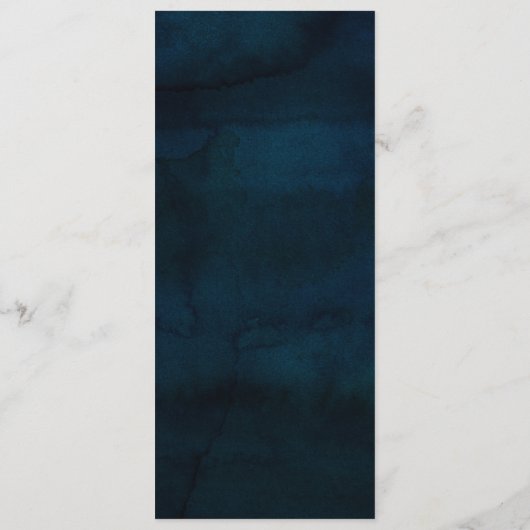 Navy Luster Donkerblauwe Zilveren Aquarel Eettafel Menu (Achterkant)