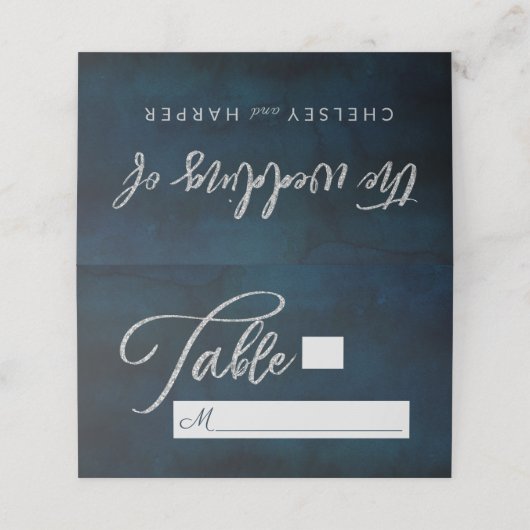 Navy Luster Donkerblauwe Zittafel Nummer Plaatskaartje (Buitenkant ongevouwen)