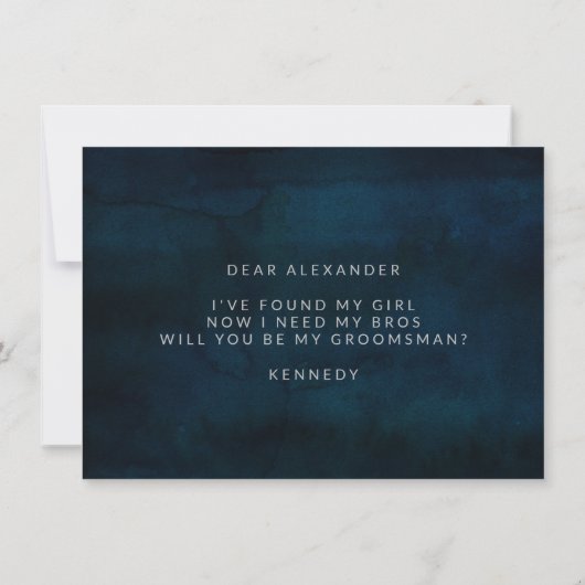 Navy Luster Silver ben mijn Kaart voor het Groomsm (Achterkant)