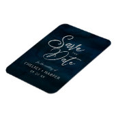 Navy Luster Silver Blue Waterverf Save the Date Magneet (Linkerzijde)