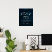 Navy Luster Silver Wedding Open Bar Teken Poster (Thuiskantoor)