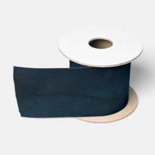 Navy Lustre Donkerblauwe Waterverf Textuur Bruilof Satijnen Lint