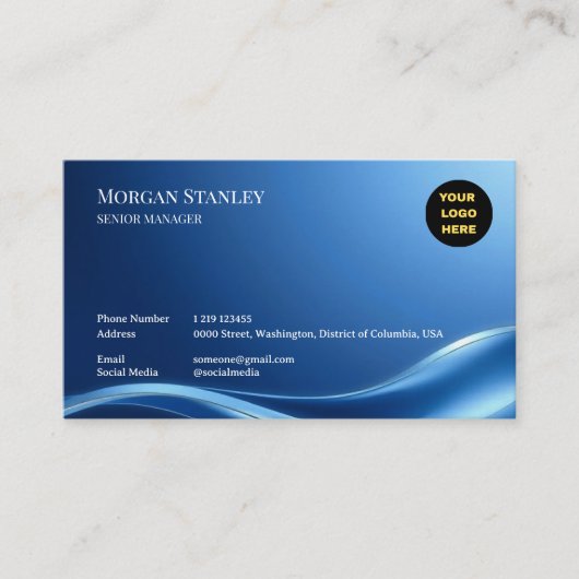 Navy Luxury Business Card Design Visitekaartje (Voorkant)