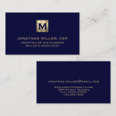 Navy Luxury Gold Initiaal Logo Visitekaartje (Voorkant / Achterkant)