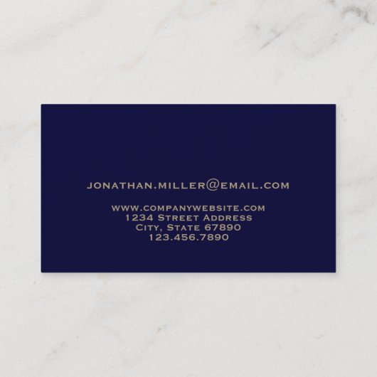 Navy Luxury Gold Initiaal Logo Visitekaartje (Achterkant)