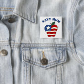 Navy Ma Patriotic Apple Vierkante Button 5,1 Cm (In situ)