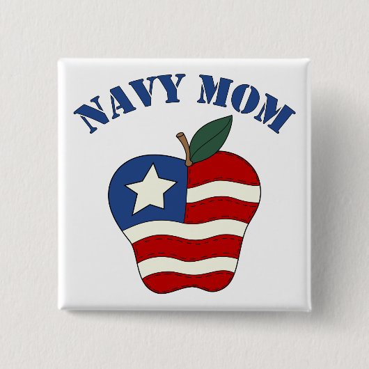 Navy Ma Patriotic Apple Vierkante Button 5,1 Cm (Voorkant)