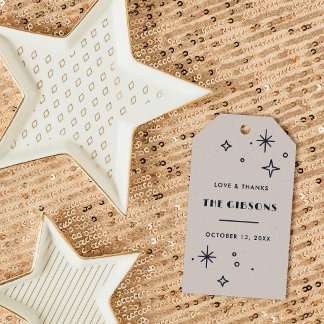 Navy Maan & Sterren Hemels Huwelijk Favor Cadeaulabel